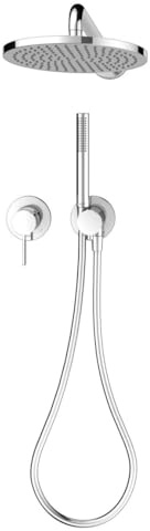 KEUCO IXMO Duschsystem mit Hebelmischer, Hand- & Kopfbrause, rund, chrom | Made in Germany, mit Brauseschlauch und Umstellventil, inkl. Unterputz-Grundkörper und Befestigungsmaterial