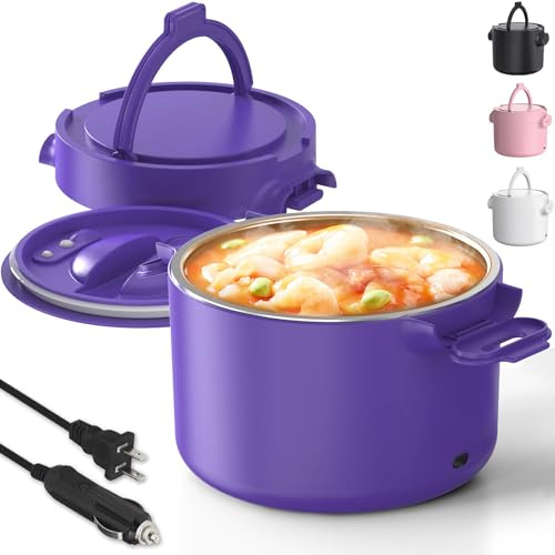 CDBEEE Electric Lunch Box, 33OZ Portable Food Warmer | 100W Rapid Heating & Leak-Proof 304 Stainless Steel | 3-in-1(Car 12V/24V & Home 110V) | Perfect for Work/Travel,On-the-Go