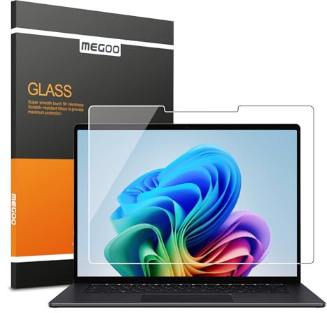 Protector de pantalla de vidrio templado MEGOO para Microsoft Surface Laptop 7 (2024, 15 pulgadas) - Resistente a rayones, fácil instalación, alta claridad