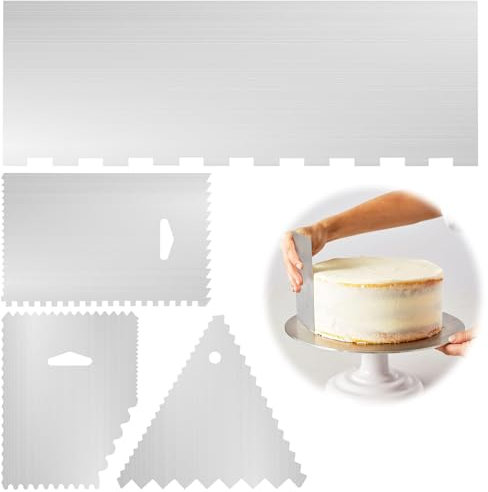4 Stück Tortenschaber Edelstahl Tortenspachtel zum Glätten Kuchenschaber KüChenschaber Tortenglätter Torten Schaber Abzieher Spachtel Spatel Cake Scraper Tortenstreicher für Kuchen Buttercreme DIY