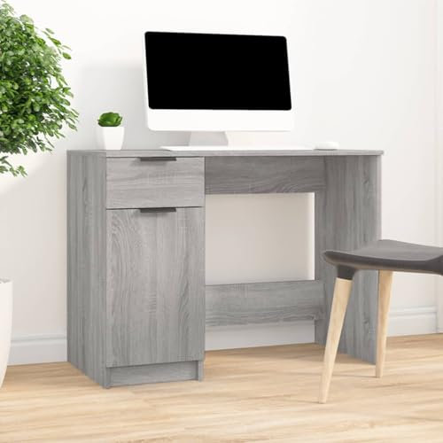 Myheimly Schreibtisch Computertisch Arbeitstisch Bürotisch PC Tisch Büro Laptoptisch Büromöbel Arbeitszimmer 100x50x75cm Holzwerkstoff Grau Sonoma