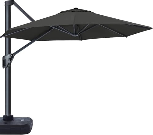 ABCCANOPY 10FT Cantilever Patio Parasol Aluminum Outdoor Offset Parasol with 360° Rotation for Pool and Garden, Dark Gray