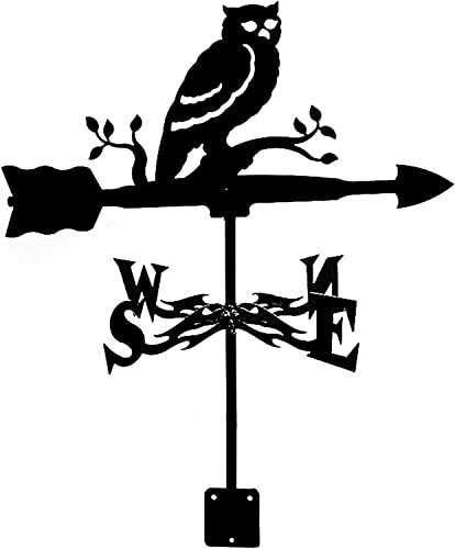 CDZYMY Girouette de Ferme Hibou, girouette décorative, kit d'indicateurs de Direction du Vent pour Jardin extérieur, pelouse, Support en métal, girouette (Hibou)