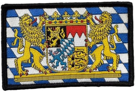 Freistaat Bavarian Bayern Flagge gewebte Morale patches mit Hakenklett auf der Rückseite mit Wappen color