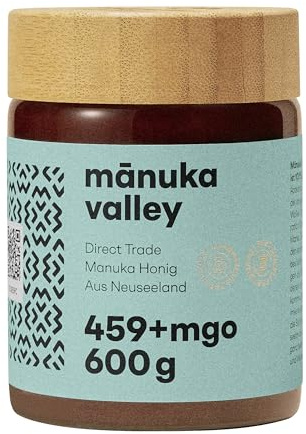MANUKA VALLEY – Manuka Honig mit 459+ MGO im Glas. 600 g. Laborgeprüft und zertifiziert – 100 % natürlicher Manuka-Honig aus Neuseeland. Cremig, zart und mit subtiler, erdiger Note