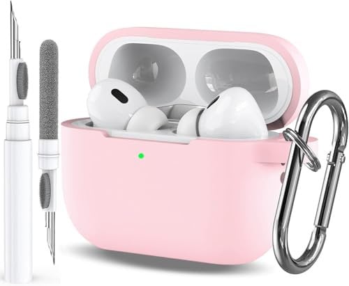 Pink Case for Airpods Pro 2/1 Gen Case Cover for GILR Women, Compatible Airpods Pro2/1st Generation Case, Soft Silicone Apple iPod Pro Gen Protective Cover Skin with Keychain Cleaner Pen, Pink