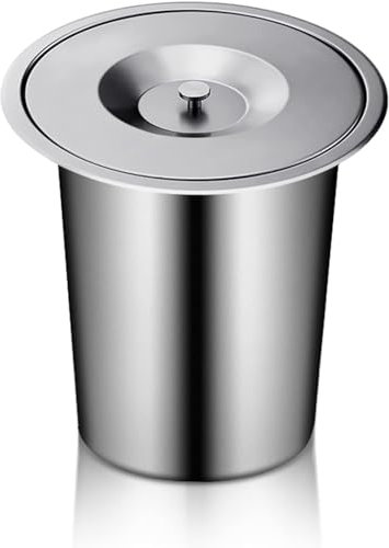 AYCDL Poubelle encastrée en acier inoxydable dans le plan de travail, Poubelle encastrée dans la cuisine, Poubelle à clapet intégrée, Poubelle ronde encastrée