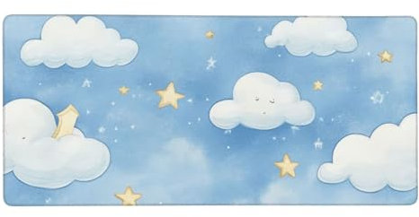 Tapis de Souris XXL Gaming 700 x 400 x 3 mm Nuage D'Étoiles Simple Grand Mouse Pad avec Base en Caoutchouc Antidérapant, Imperméable et Antitache Surface en Tissu pour Bureau PC Souris Clavier F5302