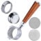Portafiltro sin fondo de 51 mm, compatible con DeLonghi Dedica EC680/EC685/EC785/EC820/EC850/EC860 3 Ears Bottomless Portafiltro Portafiltro de acero inoxidable Mango de madera ácida roja Accesorios