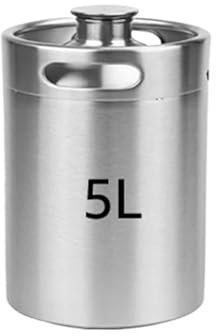 RVIFY Heimbrausystem Bierfass-Growler, 2 l/3,6 l/4 l/5 l Craft-Beer-Fass-Minifässer, Bier-Sprudelbehälter für Grill-/Braupartys Druckminderer(5L)