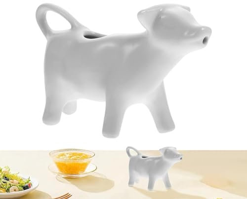 Jarra de leche de vaca, recipiente de jarabe, taza de leche de café con forma de animal, jarra de leche, jarra de cerámica para servir crema de vaca, salsa en forma de vaca de animales pequeños, jarra