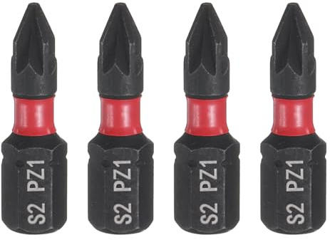 QUARKZMAN 4 Stücke PZ1 Schraubendreher Bit Set, 1/4 Zoll Sechskantschaft 25mm/1 Zoll Länge Magnetisch Phillips Schlitz Hex Bits S2 Stahl Werkzeugset Bitsatz,satz Elektroschrauber Bohrer