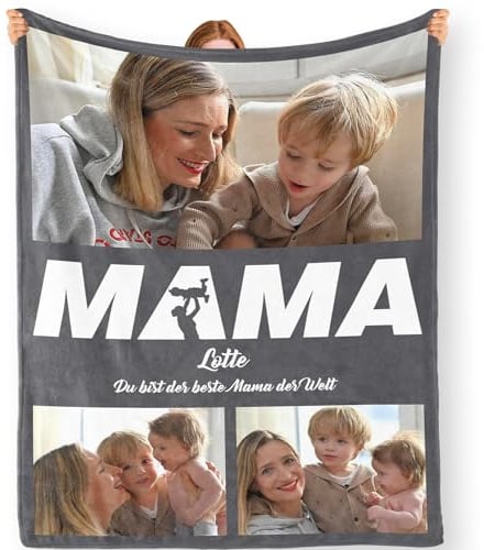 Bemaystar Personalisierte Decke Muttertagsgeschenk-Personalisierte Decke mit Foto und Texte Geschenk Muttertag Personalisierte Geschenke für Freundin Freund Paar Valentinstag Geburtstag Jahrestag
