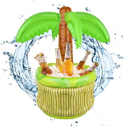 mizikuu Inflatable Palm Tree Cooler, Pool Inflatable Drinks Cooler to Fill with Ice Beer Cooler for Summer Party Decoration Accessories Floating Drink Holder