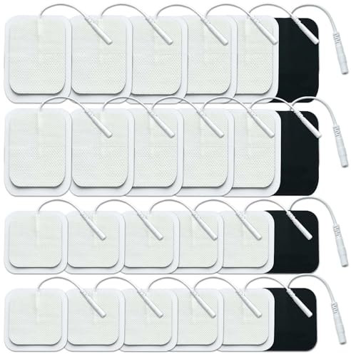 KASURE 24 Stück TENS Elektroden Pads, 60 x 90 mm Tens Gerät Pads Selbstklebende Elektroden Tens Gerät 40 x 40 mm Tens Elektroden wiederverwendbar zur Linderung von Muskel für EMS Trainer