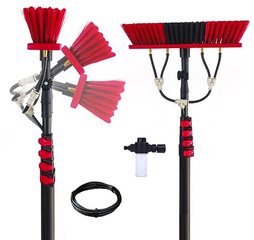 YFSMBD Brosse Télescopique Toiture - 6m - Perche de Nettoyage avec Raccord d’Eau et Réservoir de Savon - Compatible Tuyau Universel pour Panneaux Solaires, Toits et Vérandas - 55cm Brosse