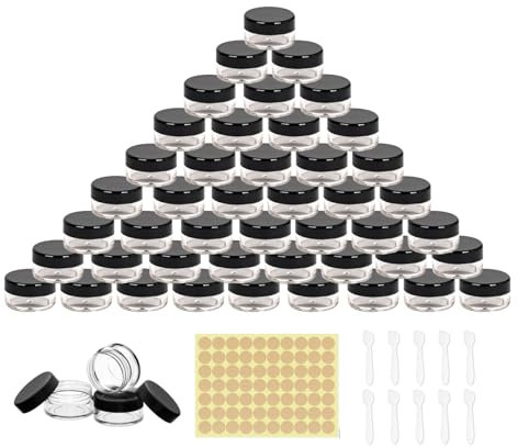 50 Pieces Cosmetics Container Jars,5 ML Travel Pots For Cream,Mini Clear Empty Travel Sample Container,for Cosmetics, Lotion, Cream, Samples, Wax, Skincare, Travelling, Retail Store