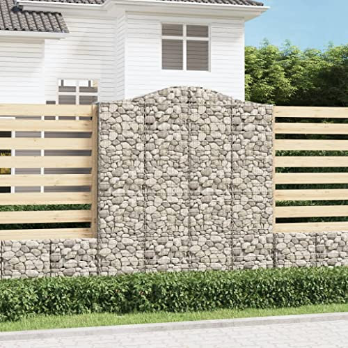 Brokky 153401 Cesto Gabbione ad Arco 200x50x220/240 cm Ferro Zincato-Muro di gabbione Rete metallica Cestino in pietra Cestino in pietra in ferro zincato Muro di sostegno per fioriera a spirale per es