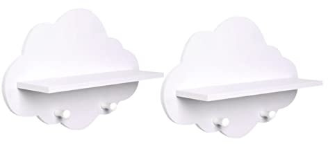 Vaguelly 2 Stück Kitchen Shelf Stand Wall Shelf handtuchablage handtüchhalter zugarettenhalter Gestell Wolke Bad Speicherhalter für zu Hause Shampoohalter für Duschwand hölzern Weiß