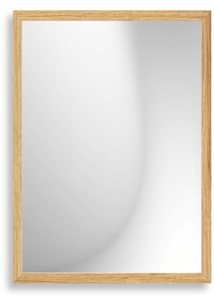 Infantasie Claudia Wandspiegel mit Rahmen nach Maß 50x60 cm, Eiche Catania | Echtglas, MDF-Profilleiste 30 mm foliert, HDF-Rückwand, Aufhängung horizontal/vertikal, handgefertigt, für Flur & Garderobe
