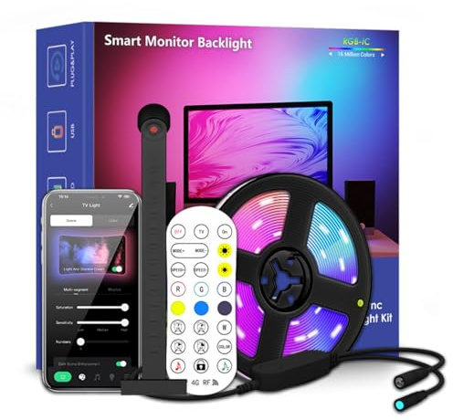 Smart WiFi LED retroilluminazione TV con fotocamera, illuminazione RGBIC per una migliore esperienza visiva, app e telecomando per l'intrattenimento domestico