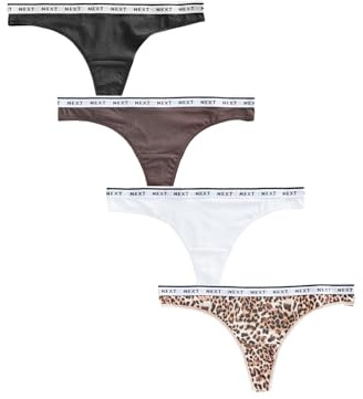 NEXT Damen Logo-Slips im 4er-Pack, Tanga Leopard Print 46