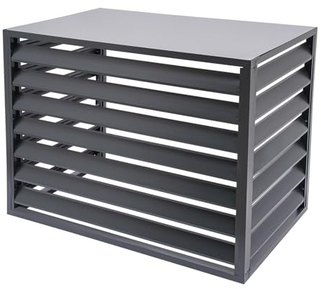 HANGKAI Verkleidung Klimaanlage Außengerät aus Aluminium 110 cm x 60 cm x 80 cm Verkleidung für Wärmepumpe Abdeckung Klimaanlage Außengerät Schutzgitter Blumenständer Draußen Gitter (Grau)