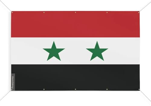 Bandiera Siria con 10 occhielli in varie misure, 140 x 210 cm