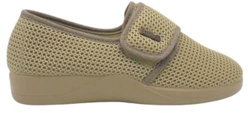 DeValverde - 1160 Zapatos Mujer Anchos y Transpirables 1160 – Rejilla Fresca, Cierre Cinta Textil Adhesiva, Cuña 2,8 cm, Suela Antideslizante – Ideales para Pies Delicados Mujer Color: AREN