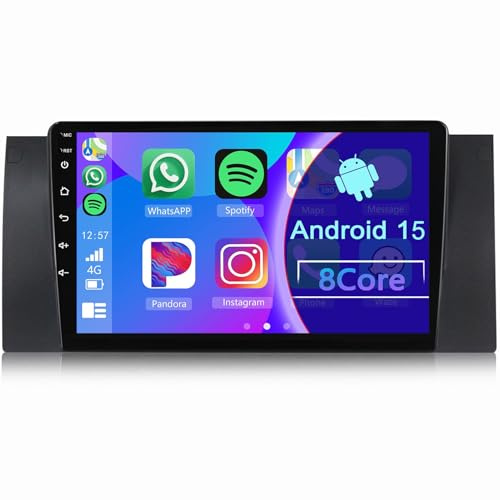 Android CarPlay Radio para BMW E39 1998-2004 9 Pulgada Touchscreen 2 DIN Autoradio con Android Auto Navegación GPS FM Bluetooth Wi-Fi Cámara Trasera(8+128GB 8Core)