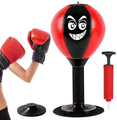 xolear Punchingbälle Aufblasbarer Standboxsack, Mini Boxsack mit Starkem Saugnapf und Luftpumpe, Schreibtisch Boxsack für EIN Unterhaltsames Gadget zum Stressabbau für Büro, Zuhause und Freunde