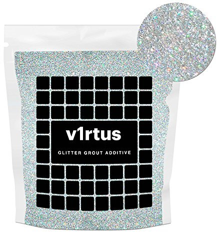 v1rtus Glitter Grout Additive - Silver Holographic | 100g Fine Metallic Flakes for Adding Sparkle to Kitchen & Bathroom Tiles | Enhance Your Indoor Grouting Projects with a Durable Sparkly Effect