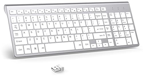 JOYACCESS Teclado inalámbrico 2.4G delgado compacto con teclado numérico blanco