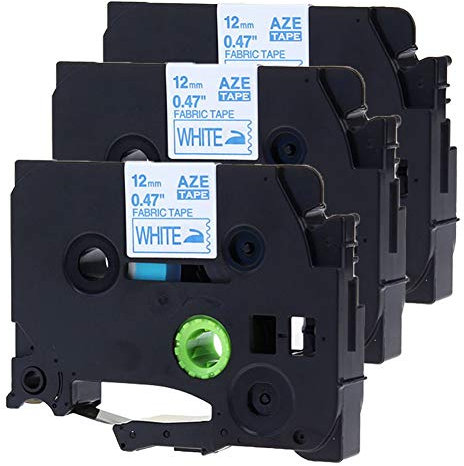 3 x Kompatible Etiketten für Brother Tze-FA3 TzeFA3 Tz-FA3 Textil Blau auf Weiß 12 mm x 3 m Bänder für Brother P-Touch D400 H100LB E100 H105WB D400VP D200BW H105 E100VP P750W P700