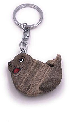 H-Customs Robbe Seehund Seekuh Seelöwe Holz Edel Handmade Schlüsselanhänger Anhänger