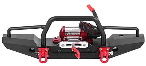 RC Front Bumper,Aluminum Alloy Front Bumper with Winch for RC Car Crawler Upgrade Part,Large-Size Heavy-Metal,Classic Split Type Design,Set of Accessories Included