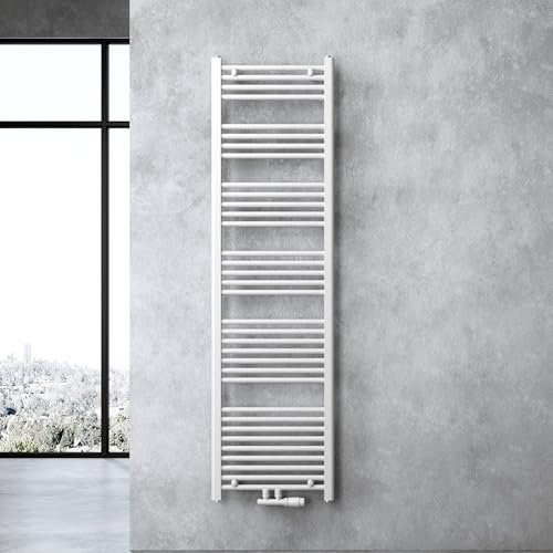 doporro Design Badheizung gerade 180x50cm Weiß Röhrenheizkörper Horizontal 2in1 Mittelanschluss oder Seitenanschluss Badheizkörper