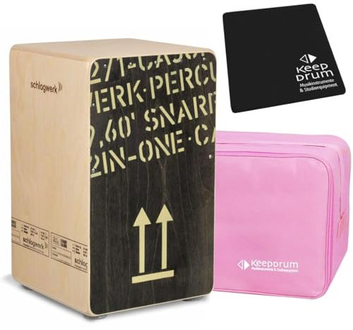 Schlagwerk CP404 BLK Cajon + keepdrum Tasche pink + keepdrum Sitzpad