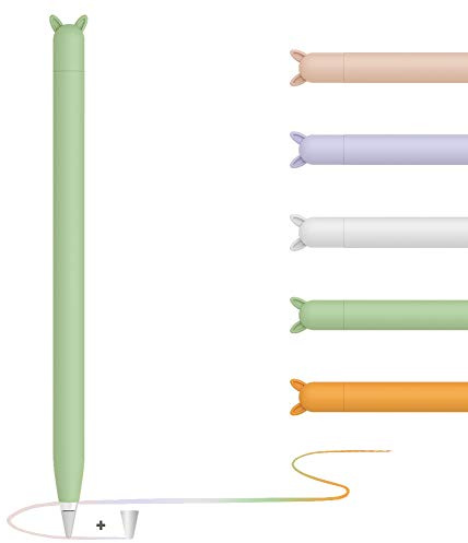 YINVA Apple Pencil Hülle Apple Pencil Case Netter Fall, Silikon Schön Weicher Stift Grip Griff mit Ladekappe Kappe und Pen Nib Spitze Schutzhülle (1.Generation, Grün)