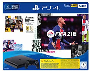 PlayStation 4 Slim Konsole - 500 GB Jet Black mit EA Sports FIFA 21 PS 4 (inkl. kostenlosem Upgrade auf PS 5)