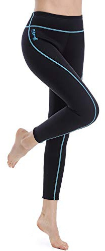 GoldFin Womens Wetsuit Pants, 2mm Neoprene Pants Keep Warm for Diving Swimming Surfing Kayaking Boating (Blue, L)
