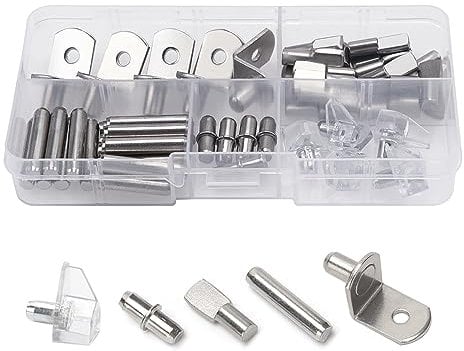 YIXISI 55 Stücke 5 Styles Bodenträger Regalbodenträger, Edelstahl Regalträger Stützen Regal Stützstifte Regalbodenstifte, für Küchenschrank Bücherregalmöbel, 5 mm, 6 mm