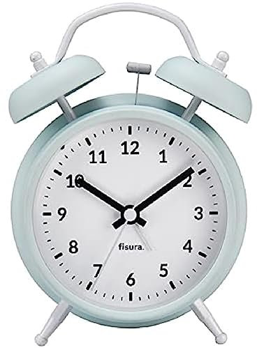FISURA - Analogwecker ohne Ticken. Wecker mit Led-Nachtlicht. Zifferblatt 9 Zentimeter.11,7x5,5x16. Metall und ABS (Mint)