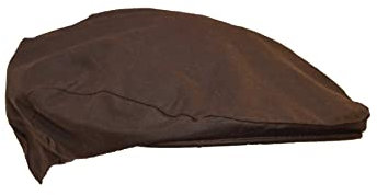 WALKER AND HAWKES - Premium Olive 100% British Millerain cotone cerato Belton Flat Cap Unisex, Marrone, XS