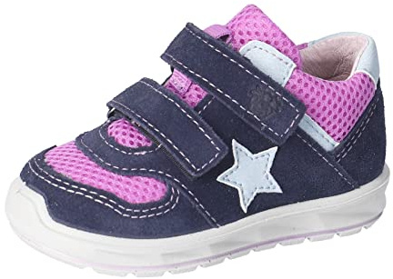 PEPINO Ricosta Mädchen Stiefel NURI,Kinder Boots,WMS:Mittel,lose Einlage,Booties,Leder,Kinderschuhe,Klettstiefel,Nautic/violett (370),24 EU