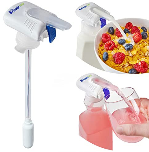 The Magic Tap Automatic Drink Dispenser - Hands-Free Beverage Dispenser for Fridge - Perfect for Milk, Juice - Gifts for Women & Men - 1 Pack, White