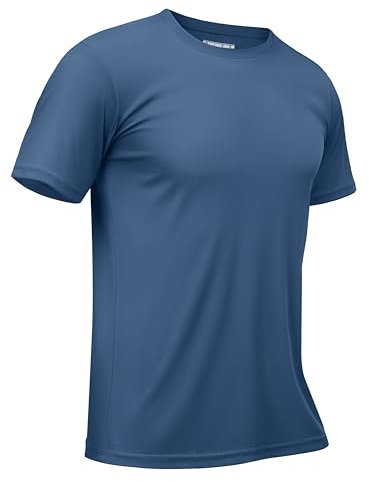 TACVASEN Herren UPF 50+ UV Schutz Shirts Laufshirt Schnelltrocknende Sport Tshirt Kurzarm Funktionsshirt, Indigo, M