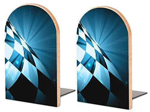 Packung Mit 2 Buchstützen Racing Square Car Track Rutschfester Bücherständer Aus Holz Bücherregal Bücherhalter Für Home Desk Office Library
