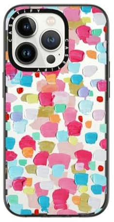 CASETiFY Compact iPhone 14 Pro Case [2X Military Grade Drop Tested / 4ft Drop Protection] - Magenta Confetti - Clear Black