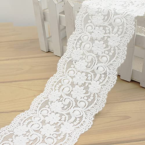 3m×10cm Spitzenbordüre Vintage Spitzenband Borte aus Dekoband Zierband Spitzenstoff Spitzenborte zum DIY-Handwerk,Verpacken Von Blumen,Tischdecke Dekoration,Geschenke Verpacken,Weiss